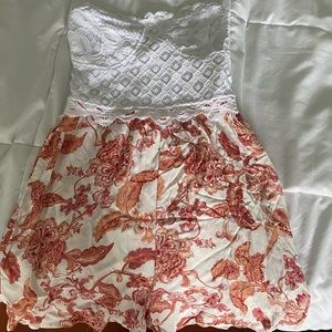 White lace and floral romper